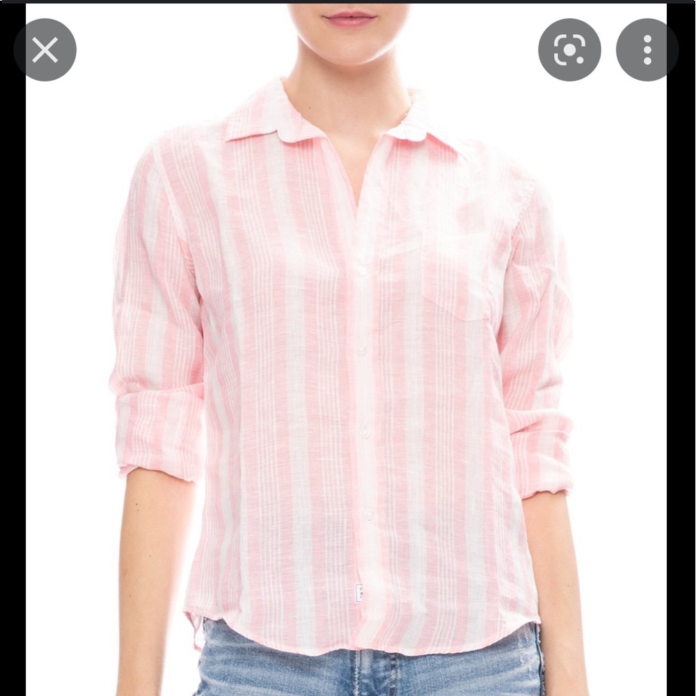 NEW*Frank & Eileen Pink Double Stripe Barry Italian Linen Shirt Size XS